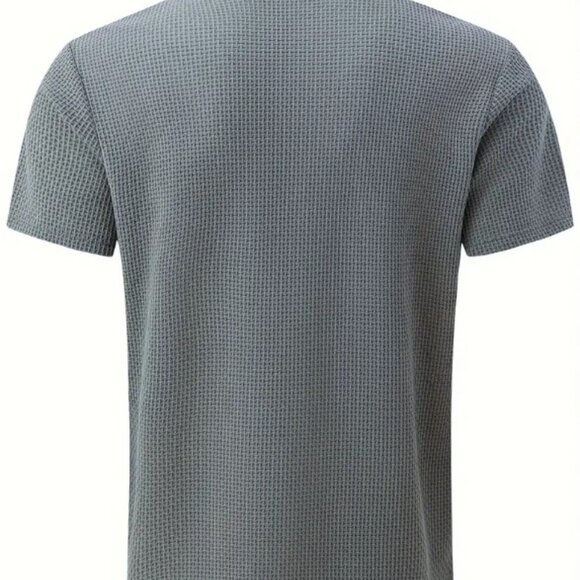 Men's Mesh Stretch Lapel Golf Shirt, Solid Color, Short Sleeve, Comfortable - Picture 3 of 5